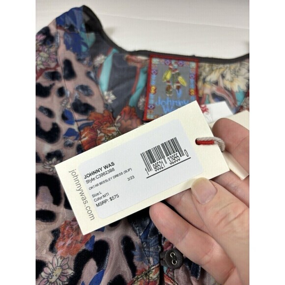 NWT Johnny Was Biya Ontar Beesley Maxi Dress Leopard Print Floral Brown Large - Picture 10 of 16